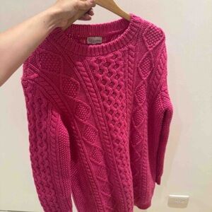 RED Valentino Fuchsia Cable Knit Sweater